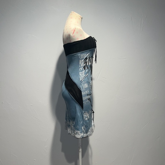 SALVAGE lace up blue tunic tupe top dress - Picture 7 of 8